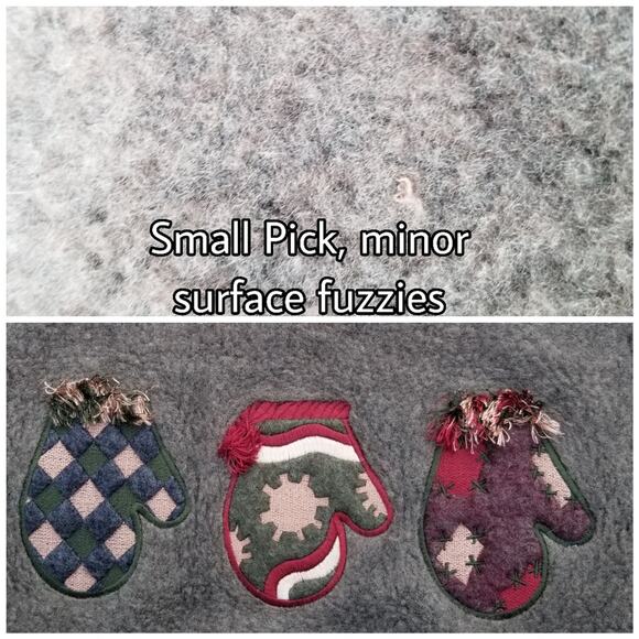 Cozy Y2k Fleece Sweater Art Unlimited M Sweatshirt Gray Mittens Grandma Vtg 90s - Picture 6 of 9